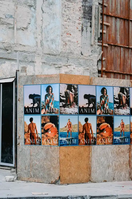 Posters and out-of-home advertising concepts on brick architecture