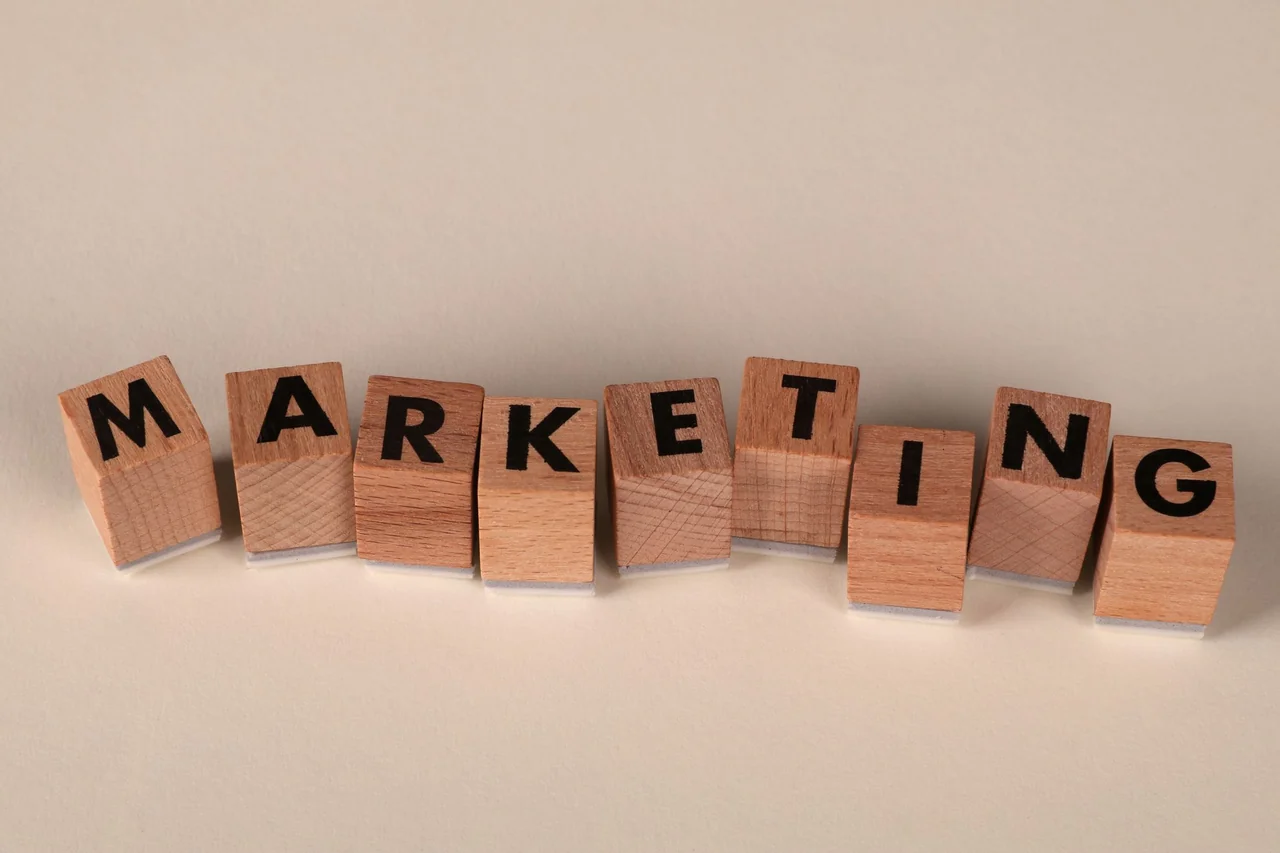 Integrated marketing typography on tactile wooden blocks