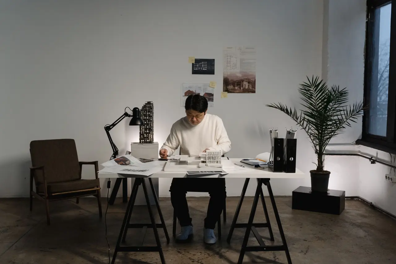 Creative director engaged in architectural concept planning