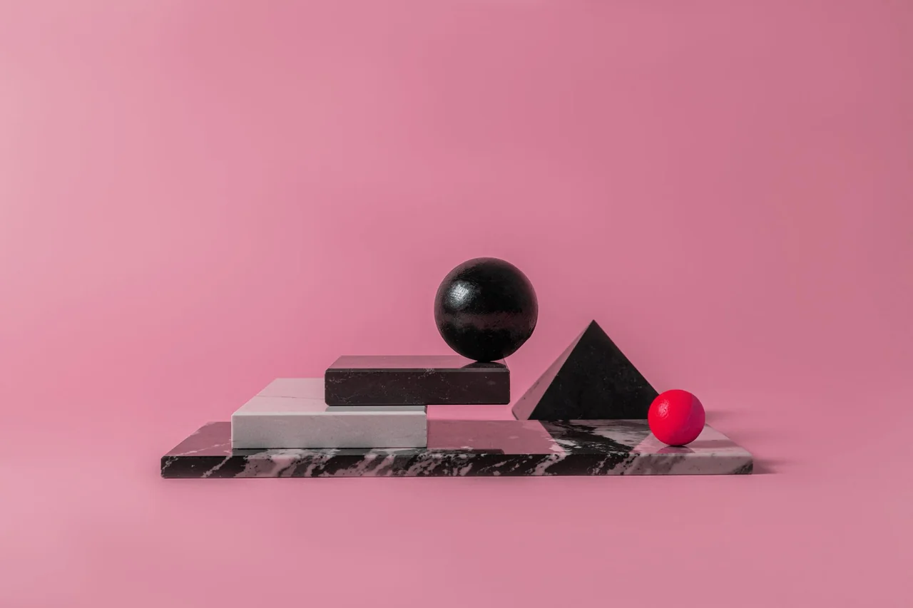 Geometric form balance in marble and muted tones